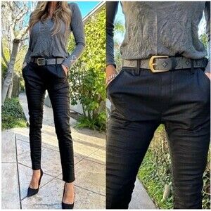 Bevy Flog Pants Dafna Pull On Womens Size 30 Black All Over Print Casual Modern